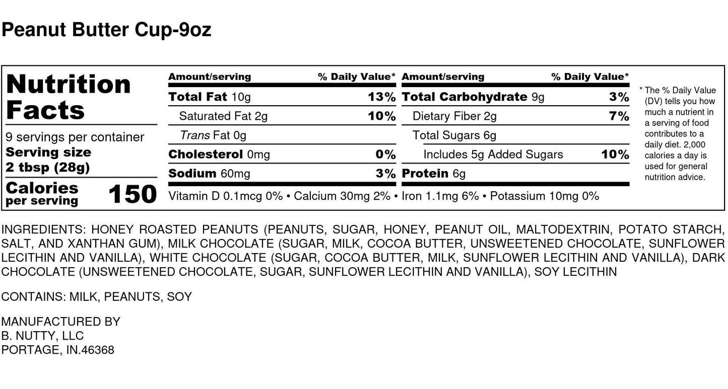 Peanut Butter Cup BNutty Peanut Butter- Case of 6- 9oz