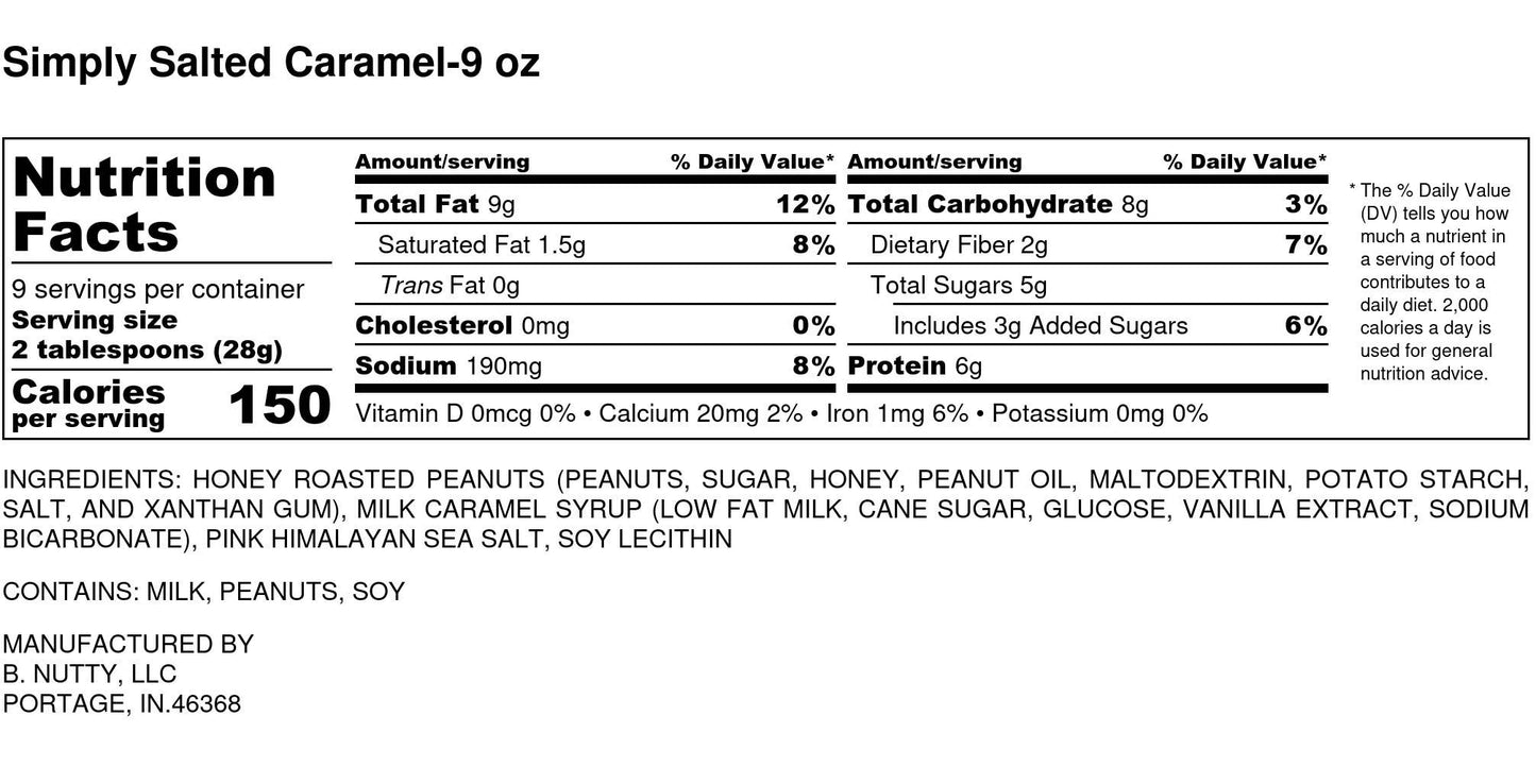 Simply Salted Caramel BNutty Peanut Butter- Case of 6- 9oz