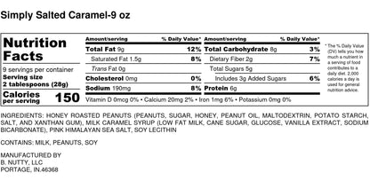 Simply Salted Caramel BNutty Peanut Butter- Case of 6- 9oz