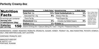 Perfectly Creamy BNutty Peanut Butter- Case of 6- 9oz