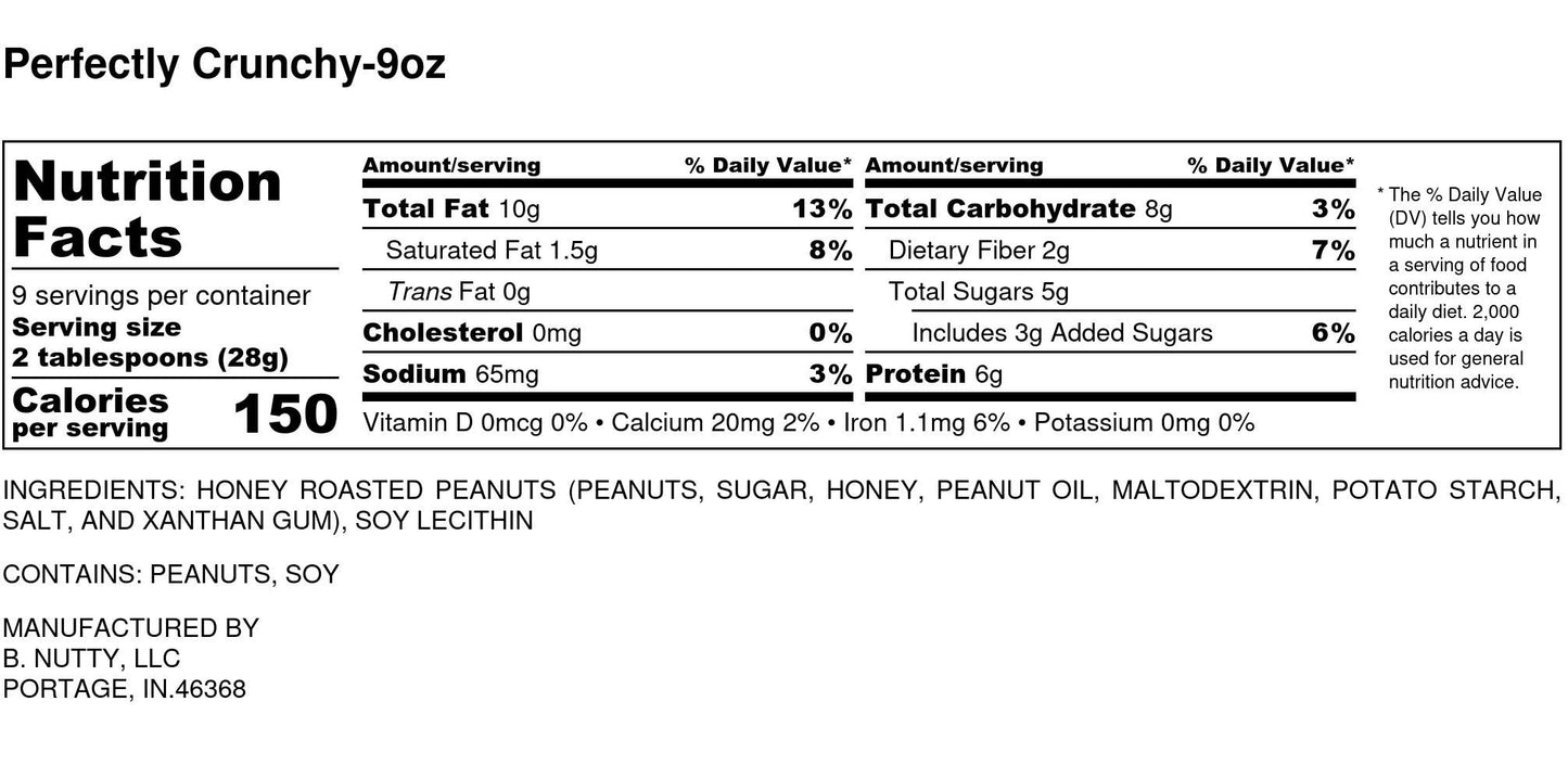 Perfectly Crunchy BNutty Peanut Butter- Case of 6- 9oz