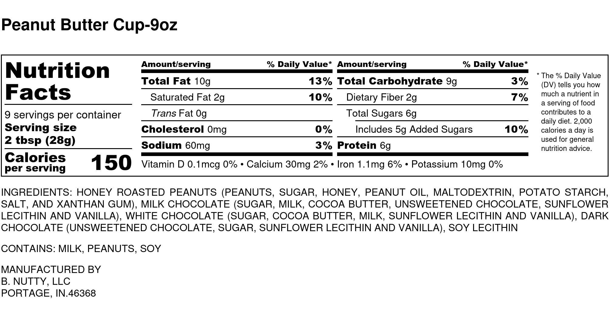 Peanut Butter Cup BNutty Peanut Butter- Case of 6- 9oz