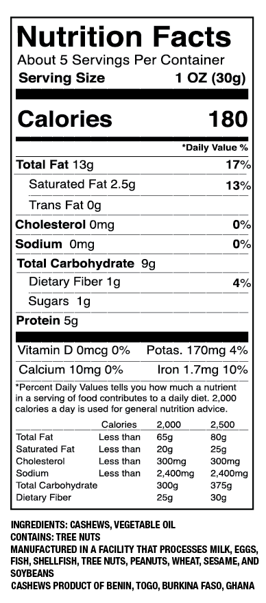 Roasted Plain Fairtrade Cashews
