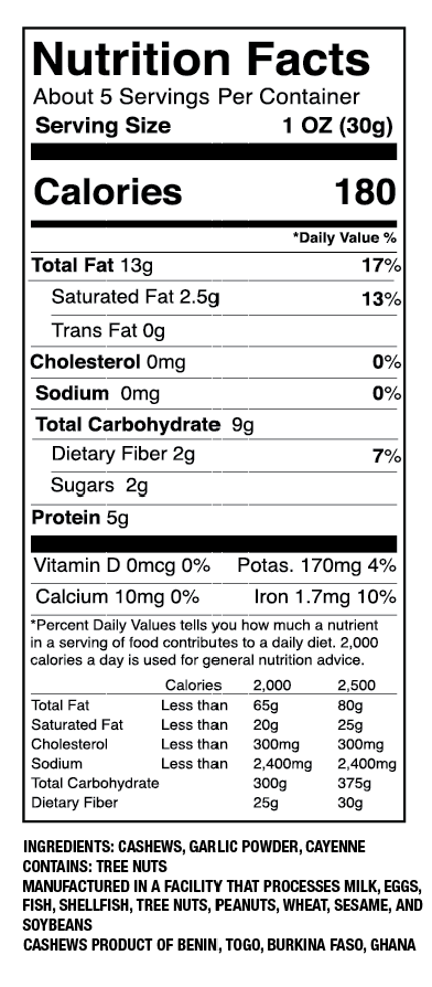 Spicy Garlic Fairtrade Cashews